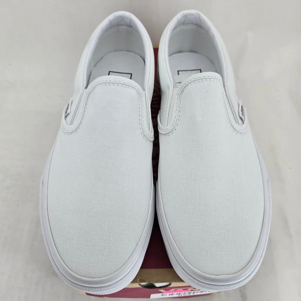 Vans Classic Slip-On True White Canvas Sneakers VN000EYEW00 Mens 4 Womens 5.5